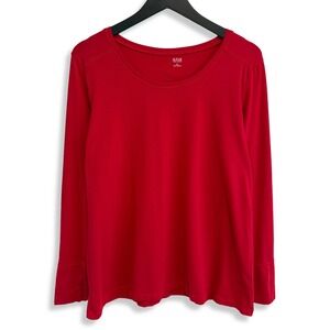 a.n.a Long Sleeve Shirt Womens XL Red Cotton Modal Stretch Basic Casual Winter